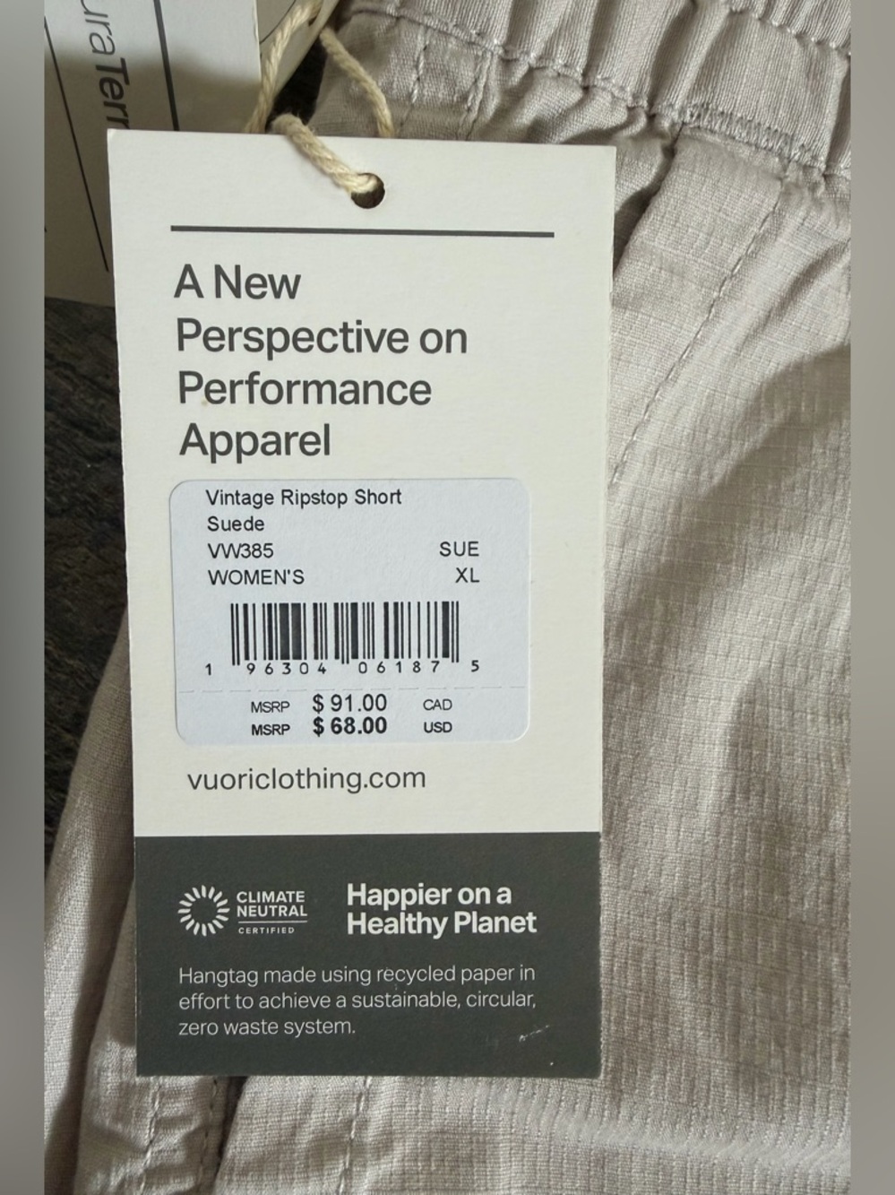VUORI Women's sixe XL Vintage Ripstop Organic Cotton Short -Suede - Picture 4 of 12